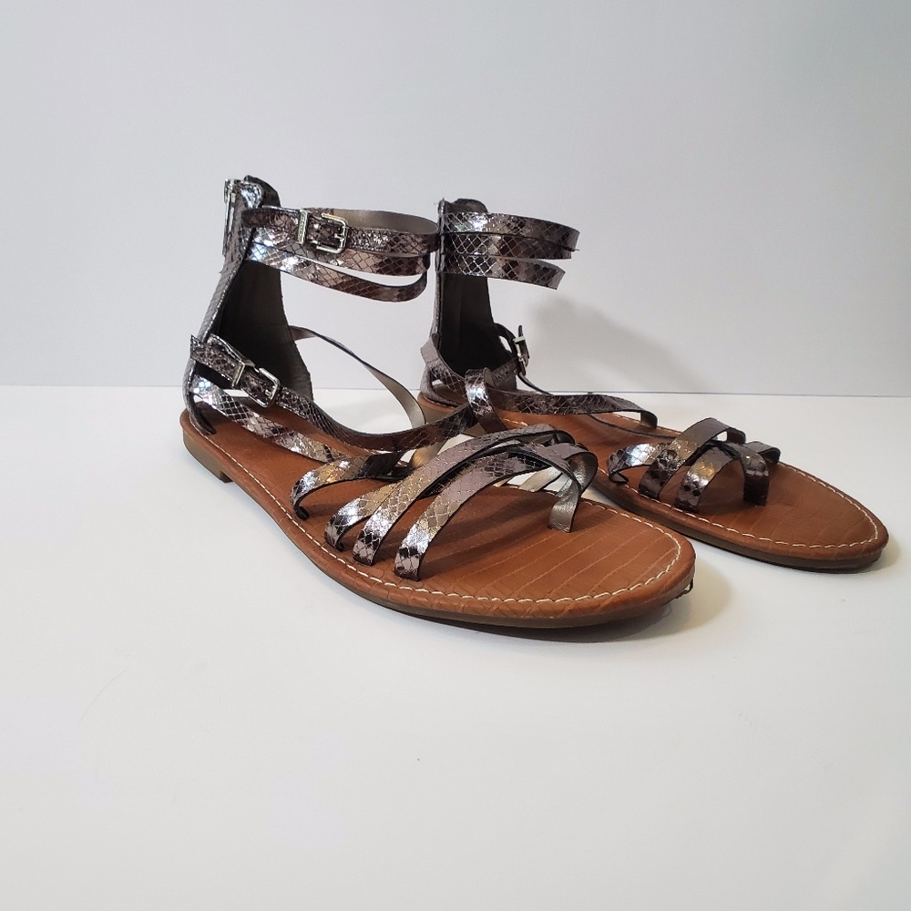 Lane Bryant Silver Metallic Ankle Sandals - 9W